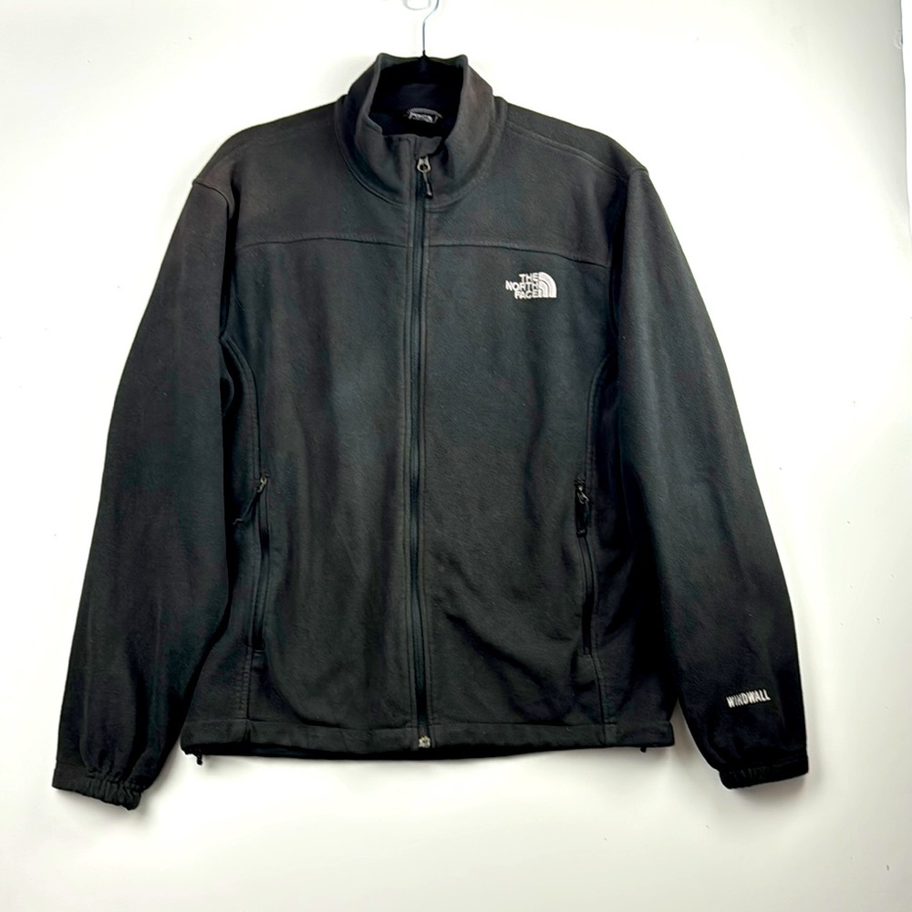 The North Face Men's/ladies Black Jacket GUC full zip 2 zip pockets side adjust